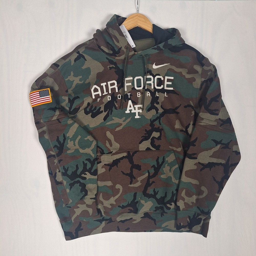 Nike Air Force Football USAF Team Issue Camo Hoodie American Flag Patch XL NWT